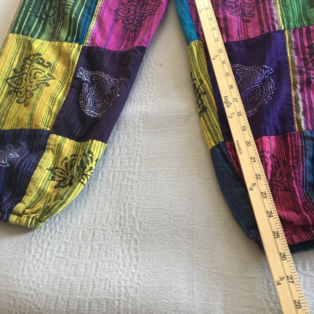 Harem Patchwork Baggy Hippie Pants with Big Box Pockets Size Small Boho - Picture 8 of 15